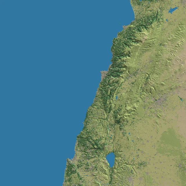 Real terrain and land cover included with the Topographic Radar Scene example.